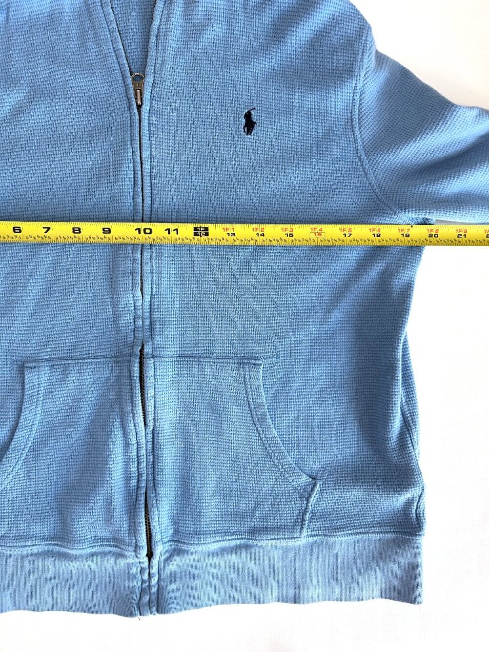 Polo Ralph Lauren Full Zip Jacket Waffle Knit Women’s XL Blue Preppy Coastal - Picture 5 of 8